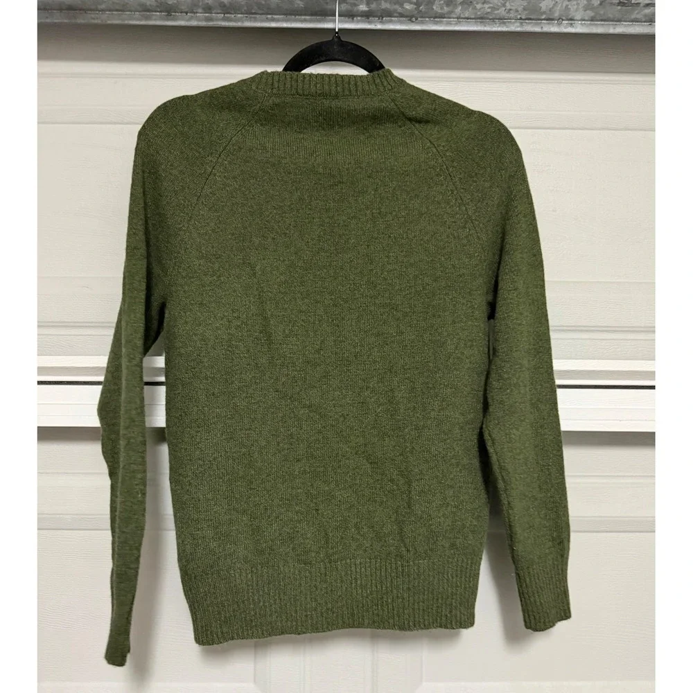J.Crew Men's Olive Lambswool Blend Sweater Heritage Prep Quiet Luxury Size S EUC